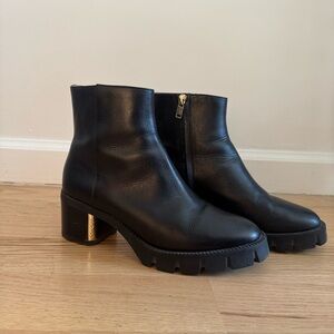 Coach Black Boots with Mid Heel and Gold Detailing!